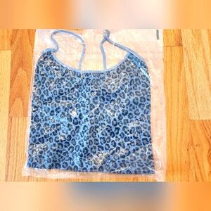 Nikibiki NWT Slate Blue leopard print Bralette Size S Spandex Strappy